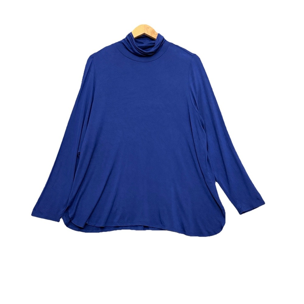 Marla Wynne Layers Turtleneck‎ Tunic Top Sz 1X Navy Blue Casual Minimalist Modal